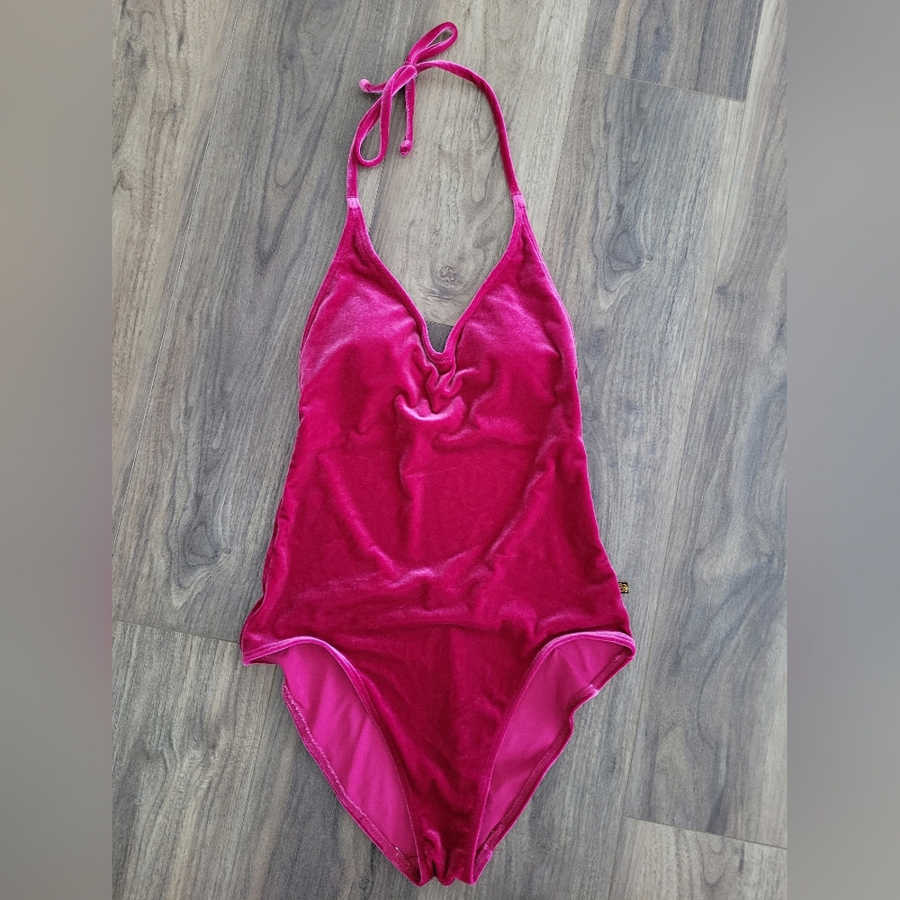 Velvet-Suede-Soft One Piece Swim Suit Aqua Rose